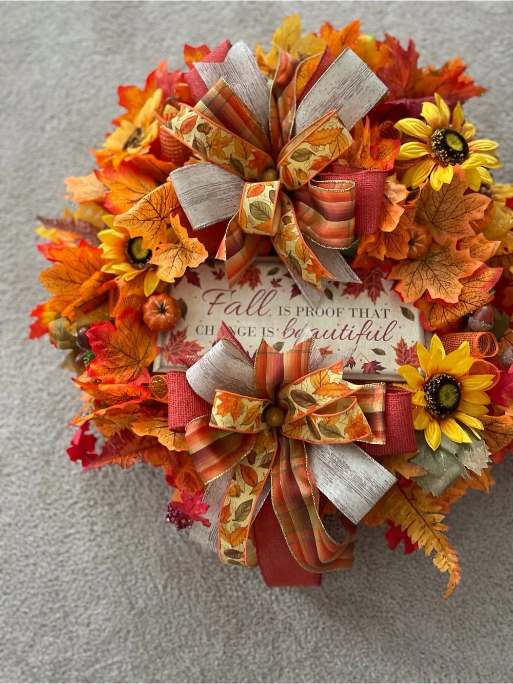 Autumn Sunflower Fall Wreath - Orange, Yellow